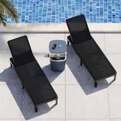 Outdoor Chaise Lounge Chair Set of 2, PE Waterproof Patio Lounge Chair Adjustable Backrest, Chaise Loungers for outside Poolside, Backyard, Lawn, Deck Adjustable Arms Comfort Beach Chair Outdoor Patio