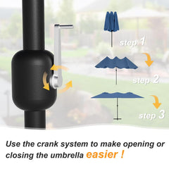 15Ft Large Patio Umbrella,Outdoor Double-Sided Rectangle Umbrella with Crank,Patio Umbrella for Pool Lawn Garden Backyard