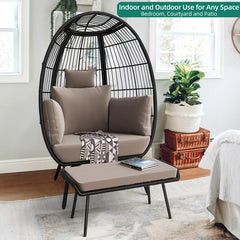 YITAHOME Egg Chair with Cushions, Wicker Egg Chair for Indoor Outdoor Garden Balcony Patio Bedroom, Outdoor Furniture