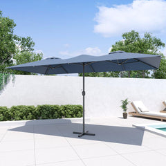 15Ft Large Patio Umbrella,Outdoor Double-Sided Rectangle Umbrella with Crank,Patio Umbrella for Pool Lawn Garden Backyard