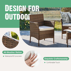 Homesquad Outdoor Patio Set for Gardens, Terraces, Porches, Balconies, and Lawns. Durable Outdoor Wicker Materials Relaxing Entertaining in Outdoor Spaces