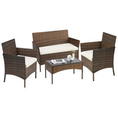 Homesquad Outdoor Patio Set for Gardens, Terraces, Porches, Balconies, and Lawns. Durable Outdoor Wicker Materials Relaxing Entertaining in Outdoor Spaces