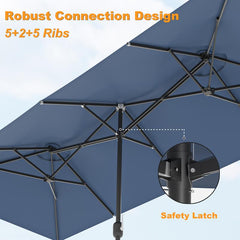 15Ft Large Patio Umbrella,Outdoor Double-Sided Rectangle Umbrella with Crank,Patio Umbrella for Pool Lawn Garden Backyard