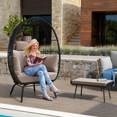 YITAHOME Egg Chair with Cushions, Wicker Egg Chair for Indoor Outdoor Garden Balcony Patio Bedroom, Outdoor Furniture