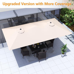 15Ft Large Patio Umbrella,Outdoor Double-Sided Rectangle Umbrella with Crank,Patio Umbrella for Pool Lawn Garden Backyard