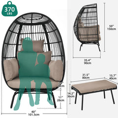 YITAHOME Egg Chair with Cushions, Wicker Egg Chair for Indoor Outdoor Garden Balcony Patio Bedroom, Outdoor Furniture