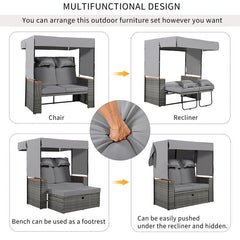 Christopher Knight Home 2-Piece Rattan Outdoor Patio Bench Lounge Roof Set